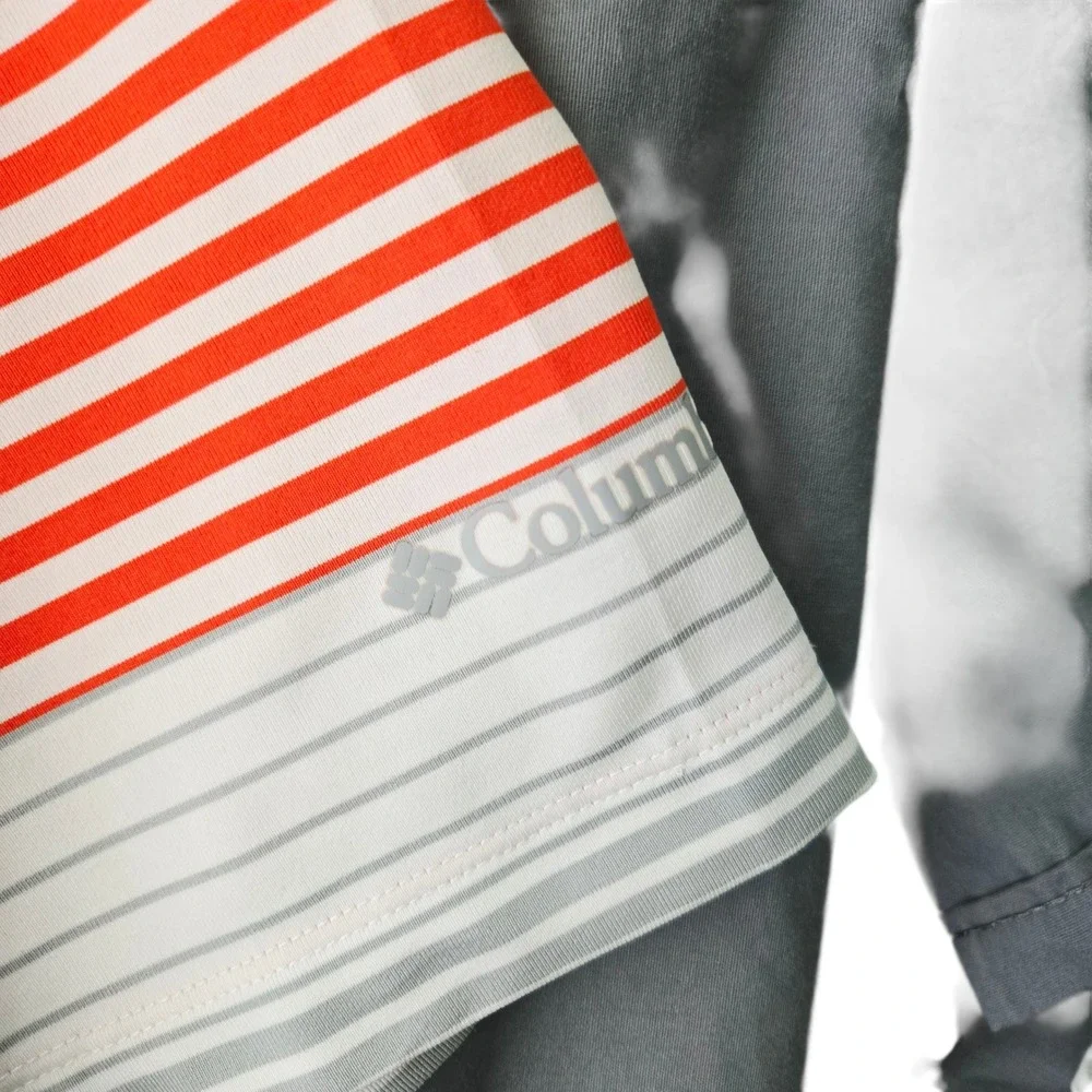 Columbia Golf OSU Cowboys‎ Polo Shirt XL Orange Gray Stripe Short Sleeve Men